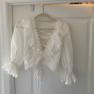 Mura Boutique low cut crop top with tie back